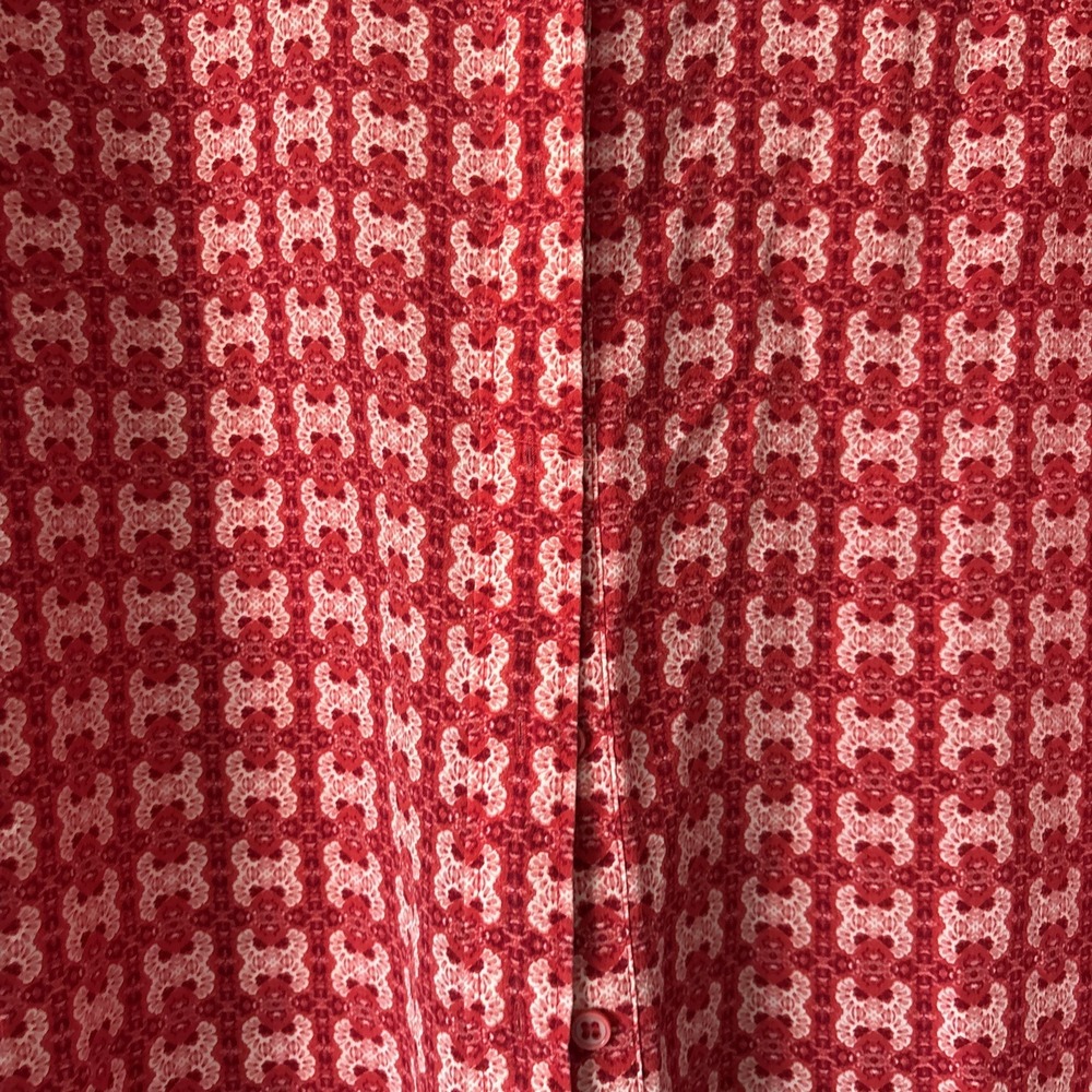 Joe Fresh Red Pink blouse button down women S/P floral Artsy 100% Silk 70s Retro - Picture 2 of 8